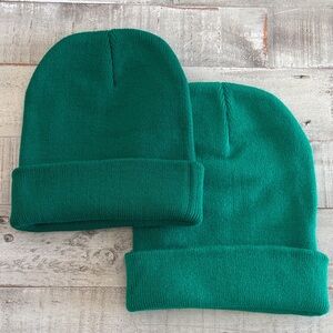 Green Knit Beanie Set